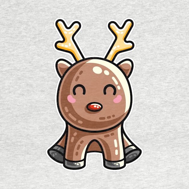 Kawaii Cute Red Nosed Reindeer by freeves